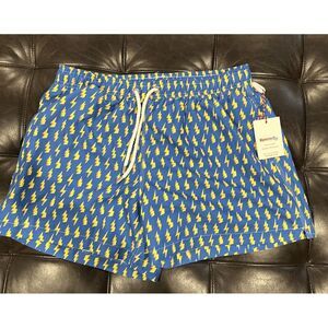 Kennedy The Ride the Lightnings Swim Trunks Men Size Large Blue Yellow Bolts NWT